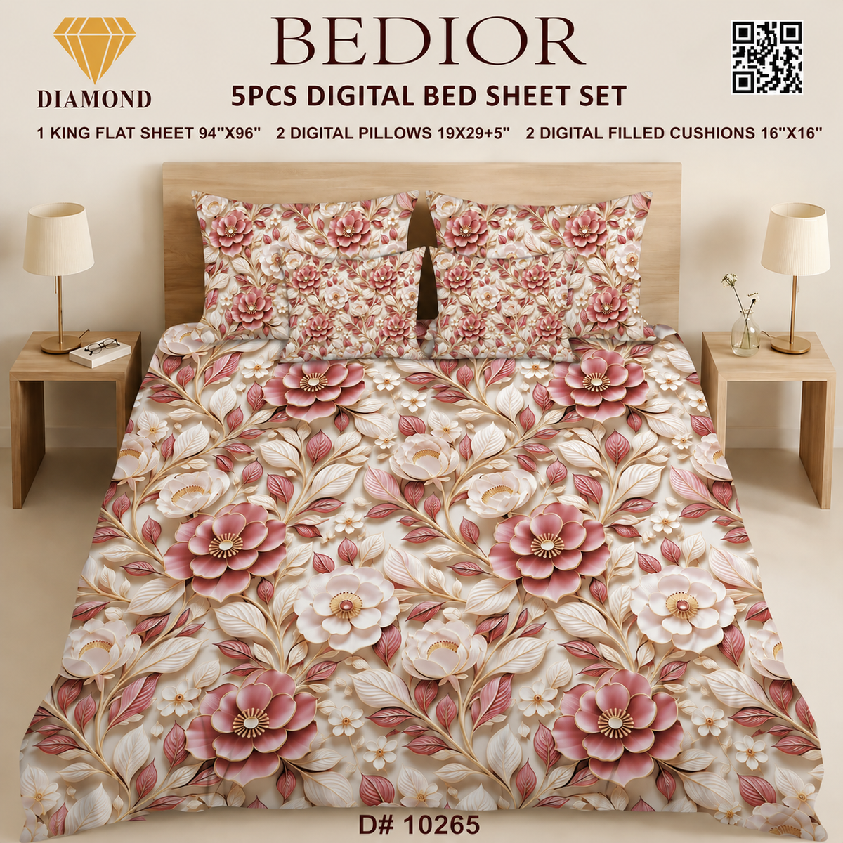 BEDIOR 5PCS DIGITAL BED SHEET SET 10265