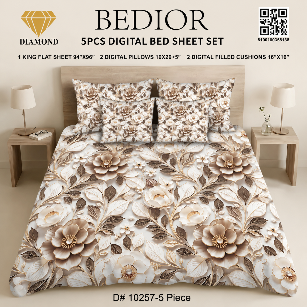 BEDIOR 5PCs DIGITAL BED SHEET SET 10257