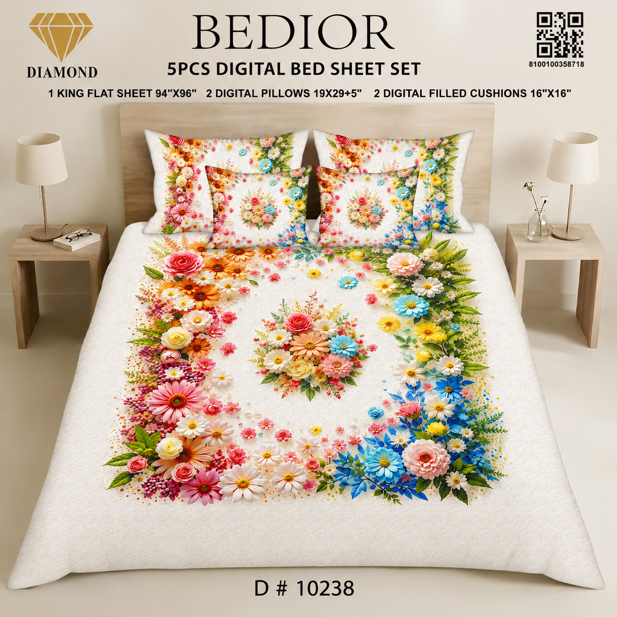 BEDIOR 5PCS DIGITAL BED SHEET SET 10238