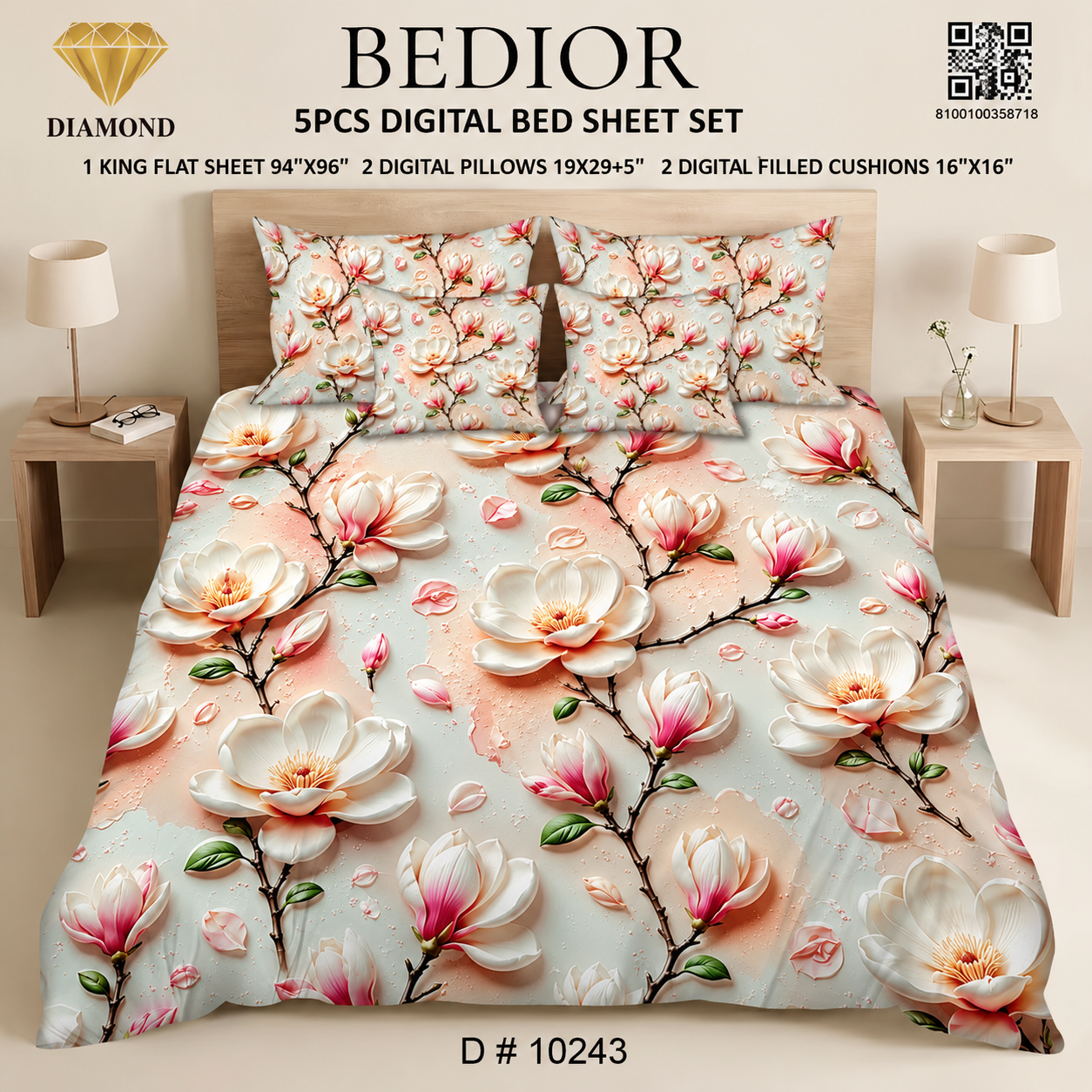 BEDIOR 5PCS DIGITAL BED SHEET SET 10243