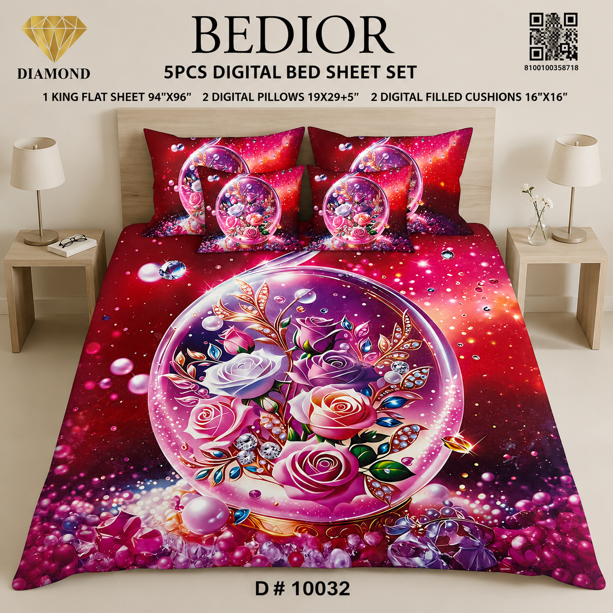 BEDIOR 5PCS DIGITAL BED SHEET SET 10032