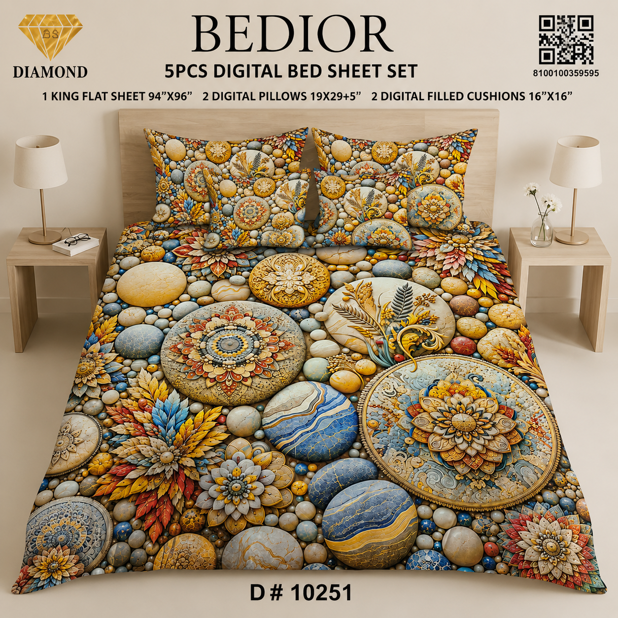BEDIOR 5PCS DIGITAL BED SHEET SET 10251