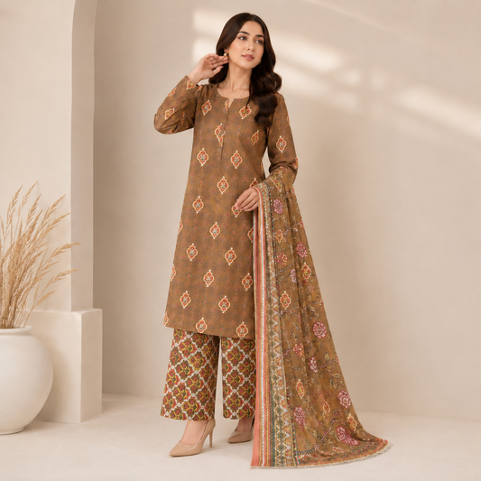 LAWN DUPATTA 3PC BRANDED COLLECTION
