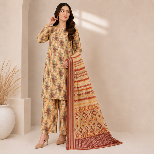 LAWN DUPATTA 3PC BRANDED COLLECTION