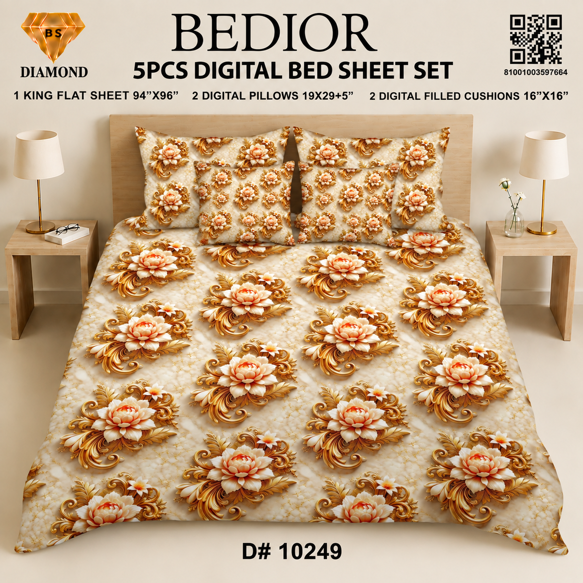 BEDIOR 5PCs DIGITAL BED SHEET SET 10249