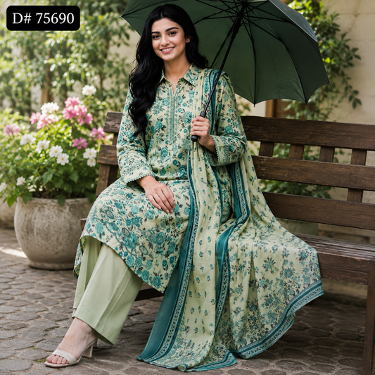 MARIA.B Basic Embroidered Linen 3PCD# 75690