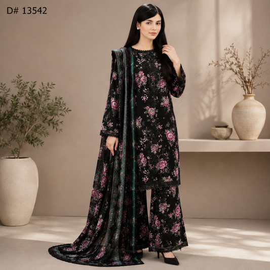 MARIA.B Basic Embroidered Linen 3PCD# 13542