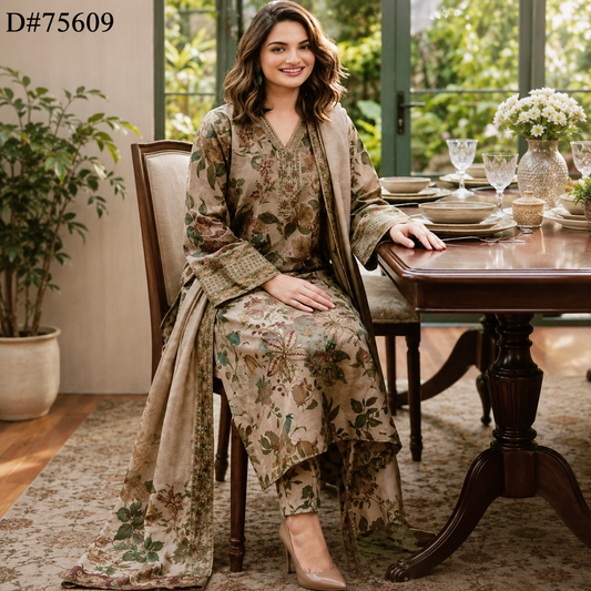 MARIA.B Basic Embroidered Linen 3PCD# 75609
