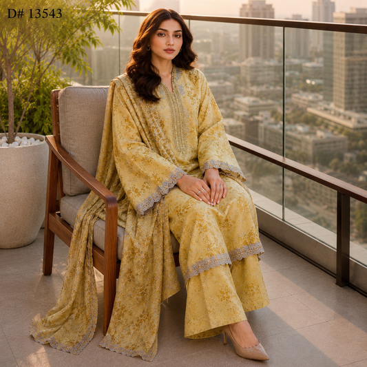 MARIA.B Basic Embroidered Linen 3PCD# 13543