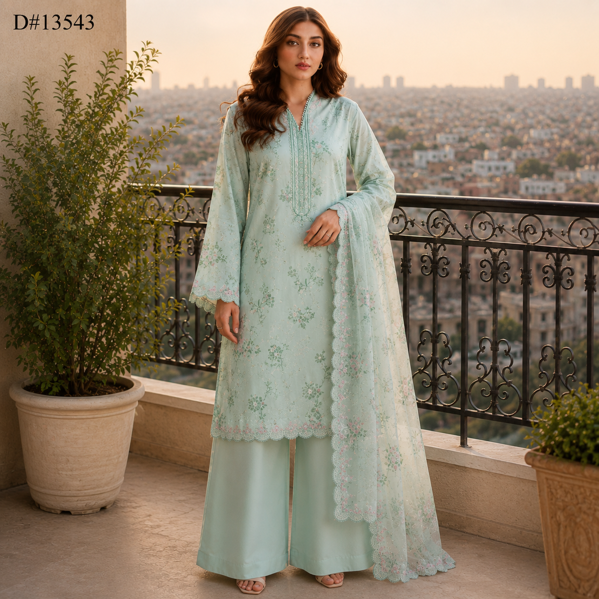 MARIA.B Basic Embroidered Linen 3PCD# 13543