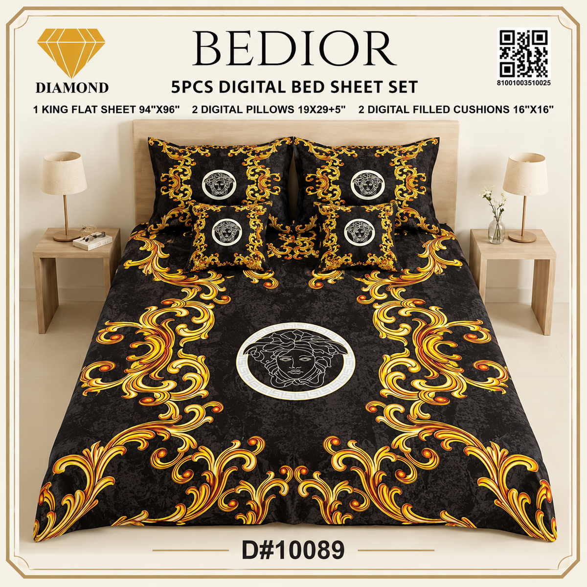 BEDIOR 5PCS DIGITAL BED SHEET SET 10089