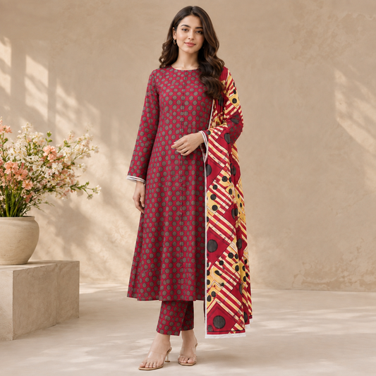 Bareeze Summer Lawn 3PC Suit with Voil Dupatta