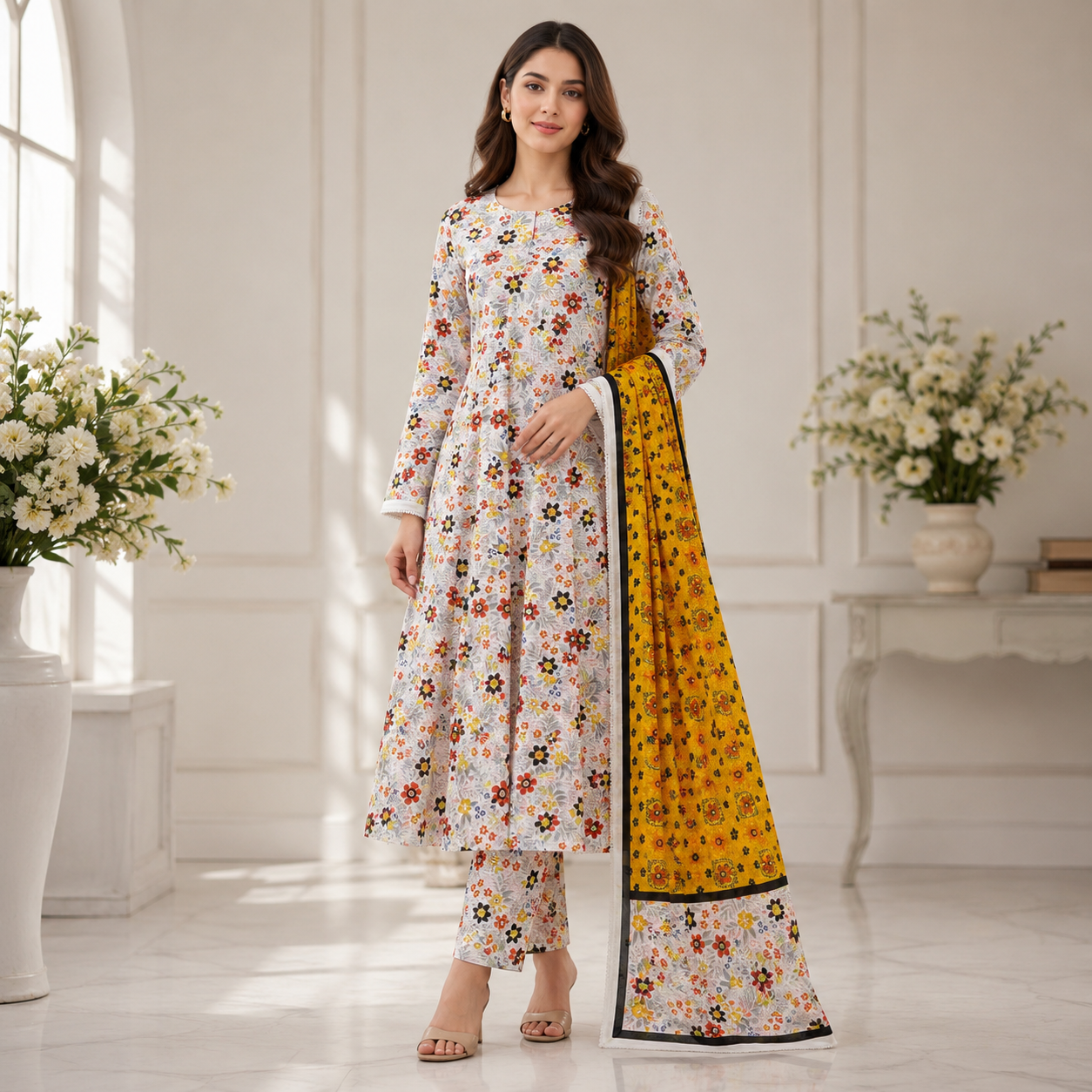 Bareeze Summer Lawn 3PC Suit with Voil Dupatta