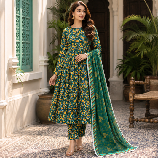 Bareeze Summer Lawn 3PC Suit with Voil Dupatta