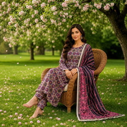 Bareeze Summer Lawn 3PC Suit with Voil Dupatta