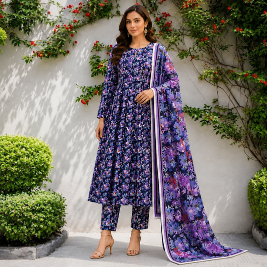 Bareeze Summer Lawn 3PC Suit with Voil Dupatta