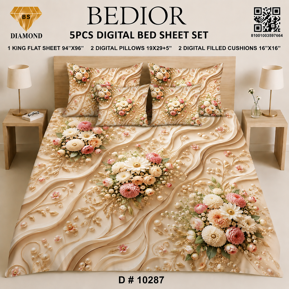 BEDIOR 5PCS DIGITAL BED SHEET SET 10287