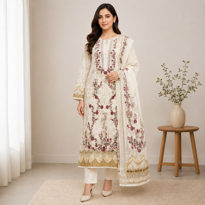 Zarqoon Lawn 3PC – Soft & Elegant Edition