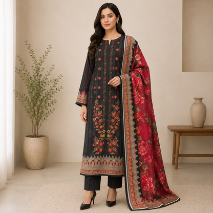 Zarqoon Lawn 3PC – Soft & Elegant Edition