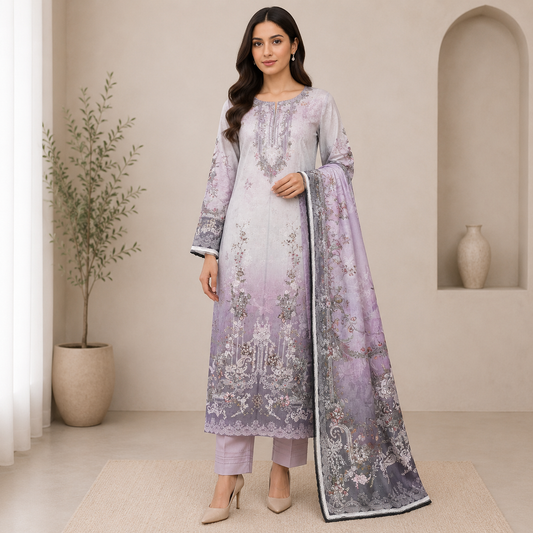 Zarqoon Lawn 3PC – Soft & Elegant Edition