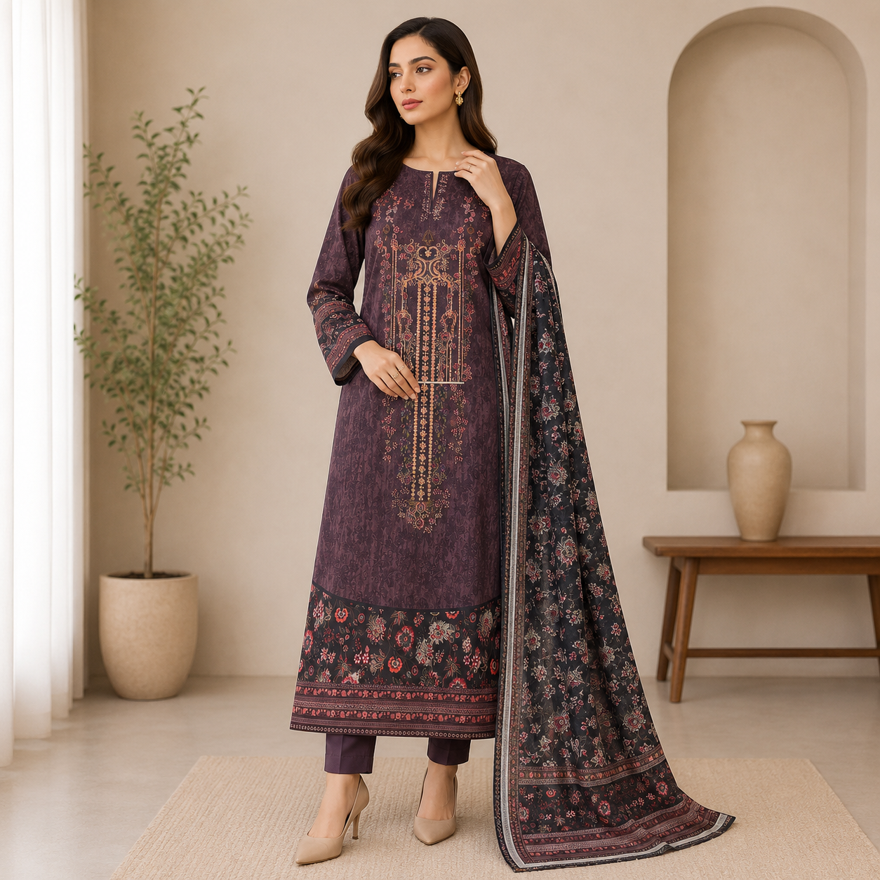 Zarqoon Lawn 3PC – Soft & Elegant Edition