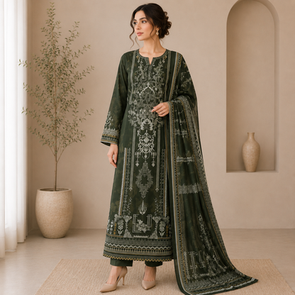 Zarqoon Lawn 3PC – Soft & Elegant Edition