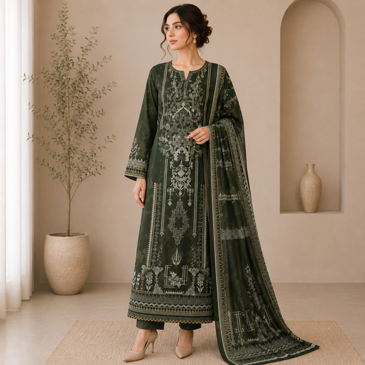 Zarqoon Lawn 3PC – Soft & Elegant Edition
