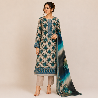 Dastaan 3Pc printed lawn
