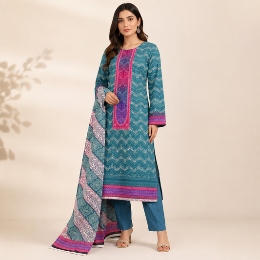 Zarqoon Lawn 3PC – Soft & Elegant Edition