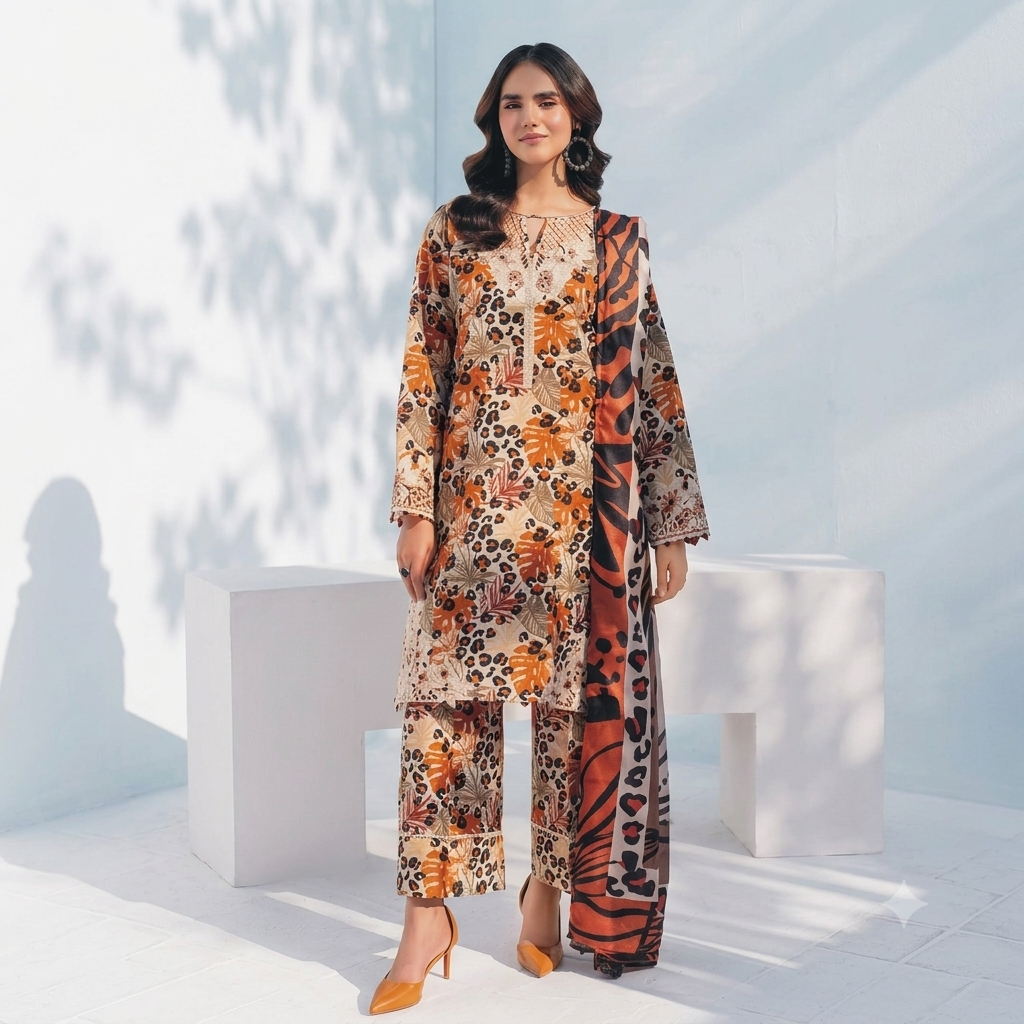 LAWN DUPATTA 3PC BRANDED COLLECTION