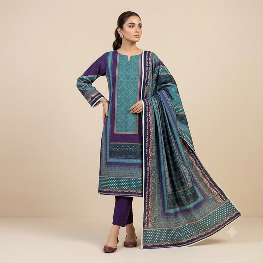Zarqoon Lawn 3PC – Soft & Elegant Edition