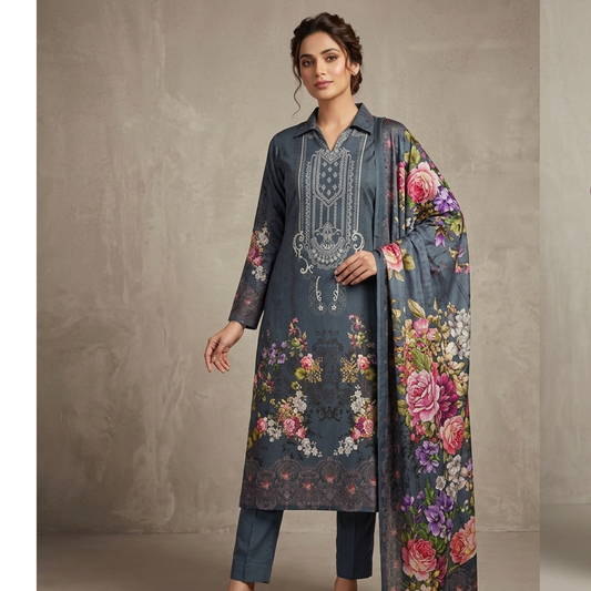 Zarqoon Lawn 3PC – Soft & Elegant Edition
