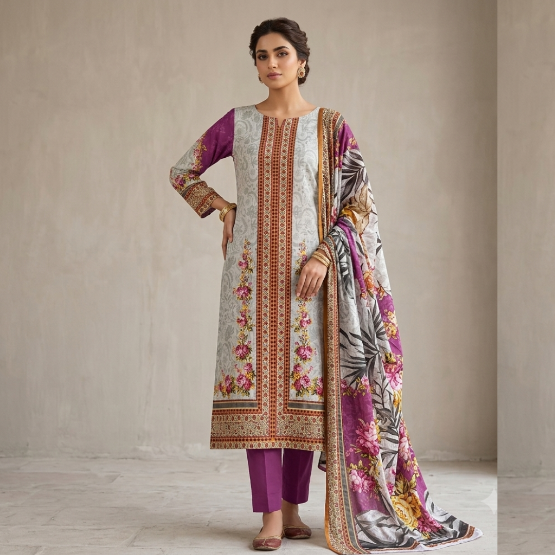 Zarqoon Lawn 3PC – Soft & Elegant Edition