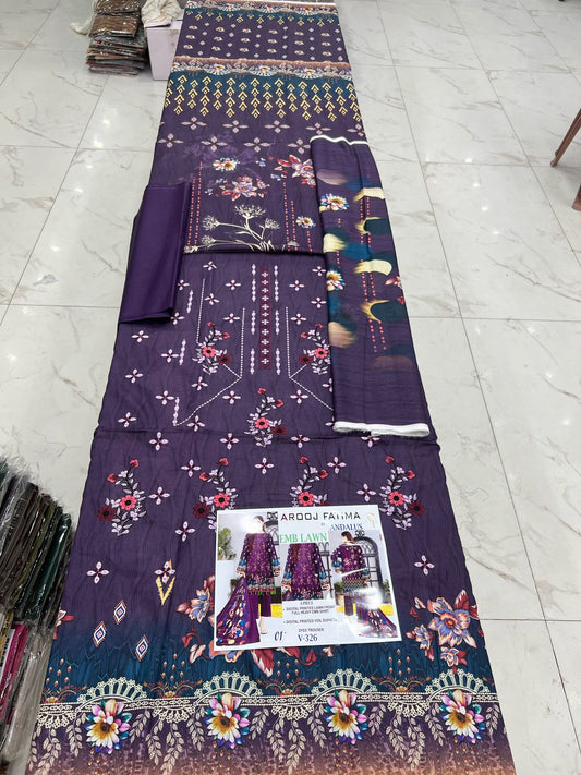 AROOJ FATIMA EMB Lawn 3PC