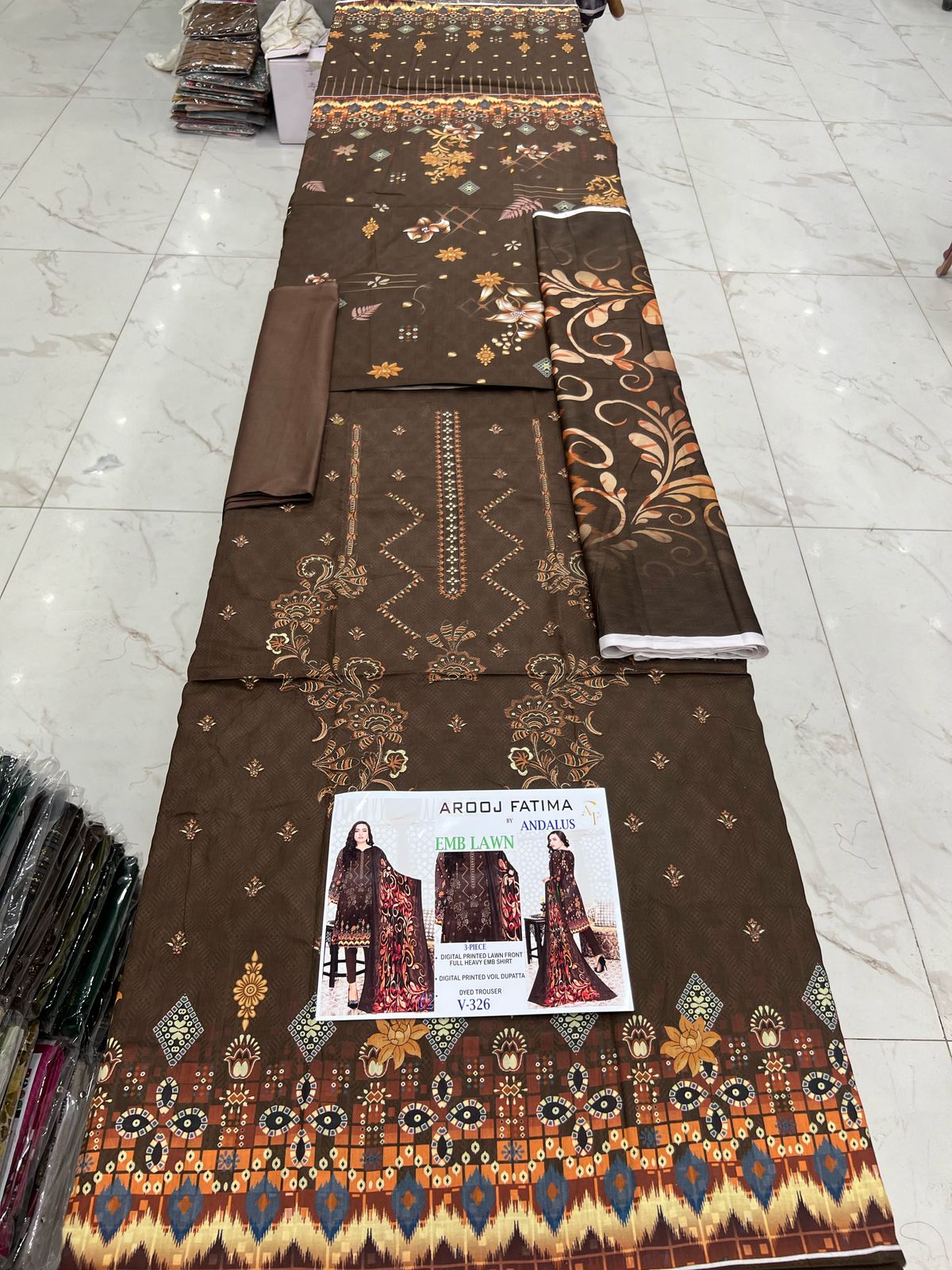 AROOJ FATIMA EMB Lawn 3PC