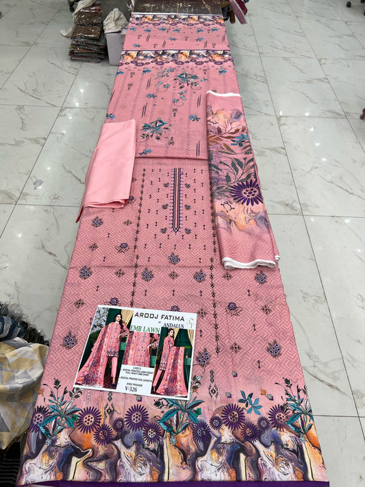 AROOJ FATIMA EMB Lawn 3PC