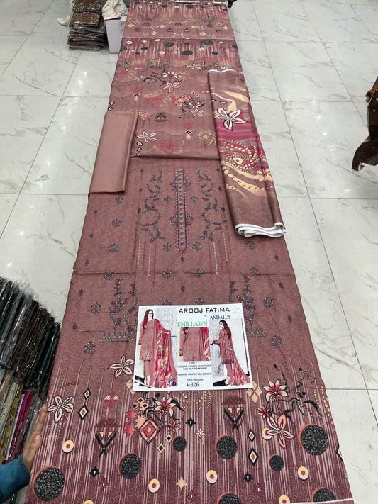 AROOJ FATIMA EMB Lawn 3PC