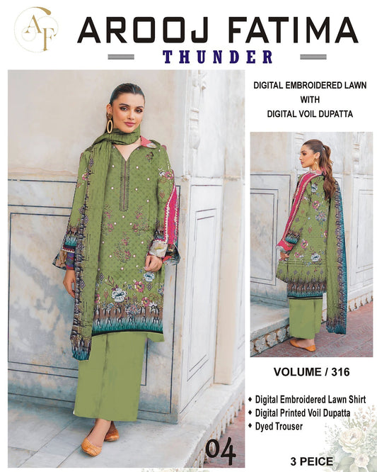 AROOJ FATIMA EMB Lawn 3PC