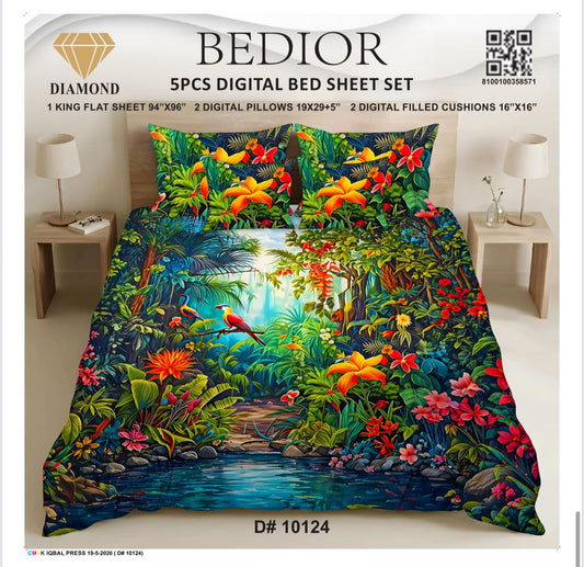 BEDIOR 5PCS DIGITAL BED SHEET SET  10124