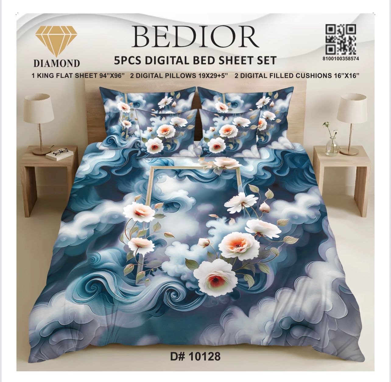 BEDIOR 5PCS DIGITAL BED SHEET SET   10128