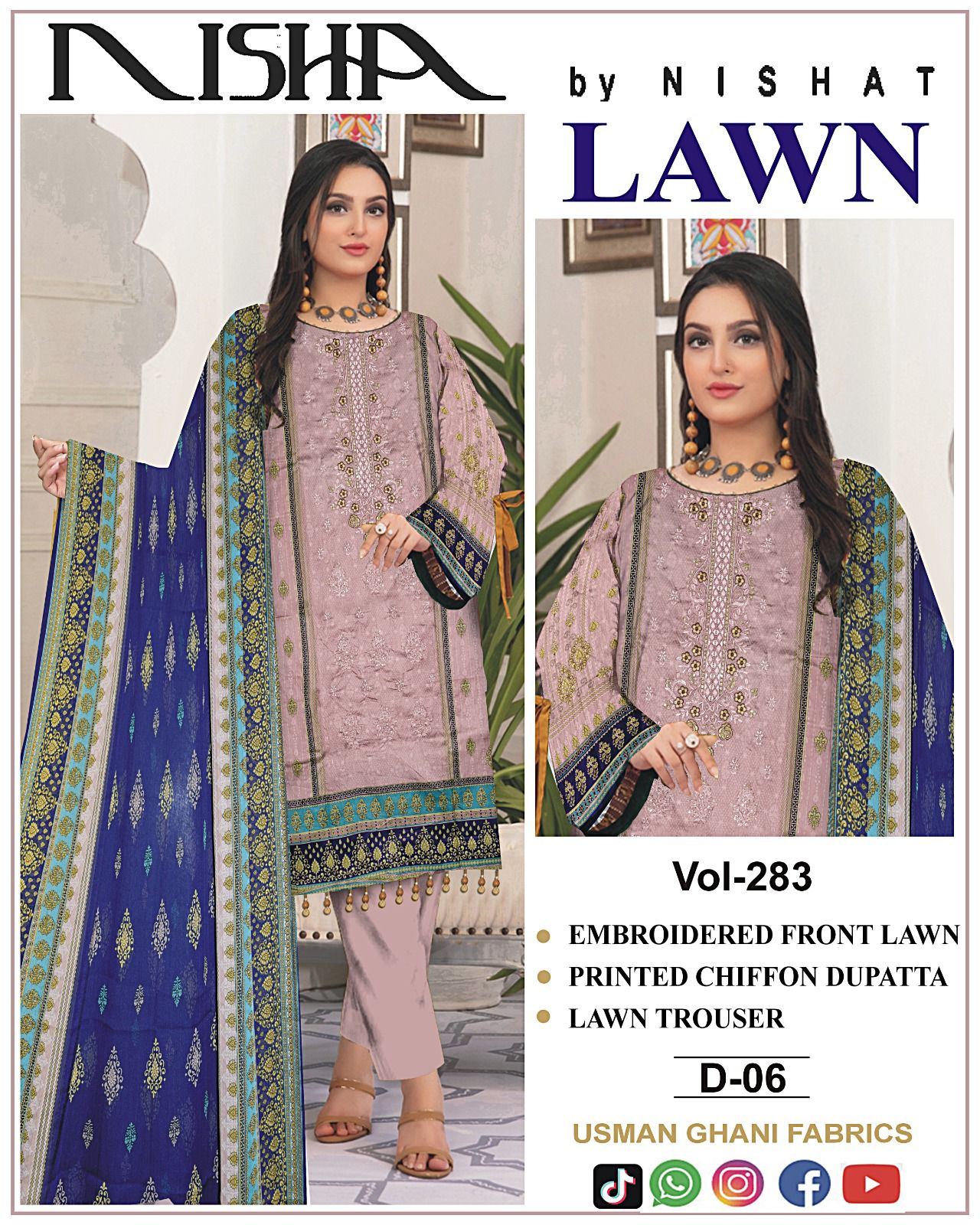 Luxury EMB Lawn 3PC with Chiffon Dupatta – Summer Edition