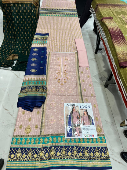 Luxury EMB Lawn 3PC with Chiffon Dupatta – Summer Edition