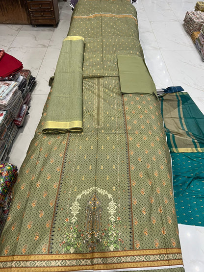 Printed Lawn 3PC With Silk Dupatta