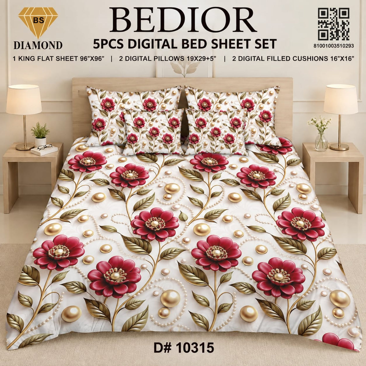 BEDIOR 5PCS DIGITAL BED SHEET SET 10315