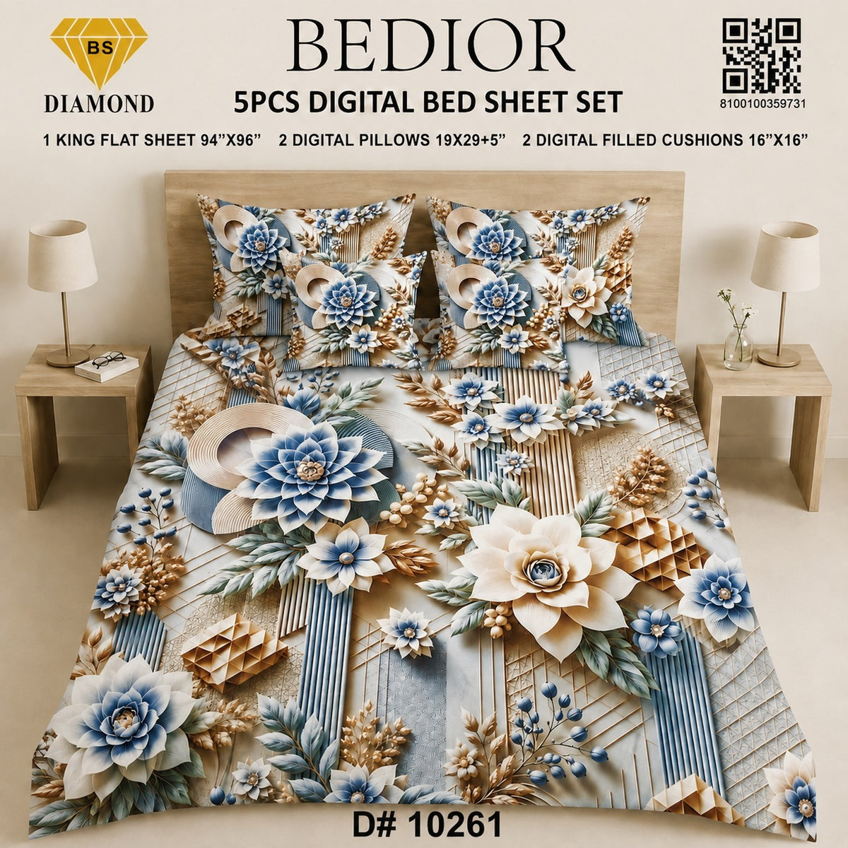 BEDIOR 5PCS DIGITAL BED SHEET SET 10261