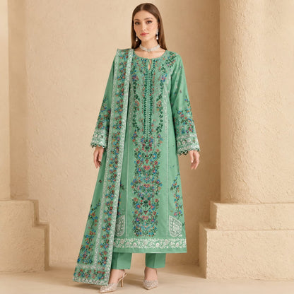 Luxury Dhanak Embroidered 3-Piece Suit