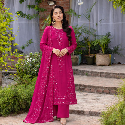 Luxury Dhanak Embroidered 3-Piece Suit