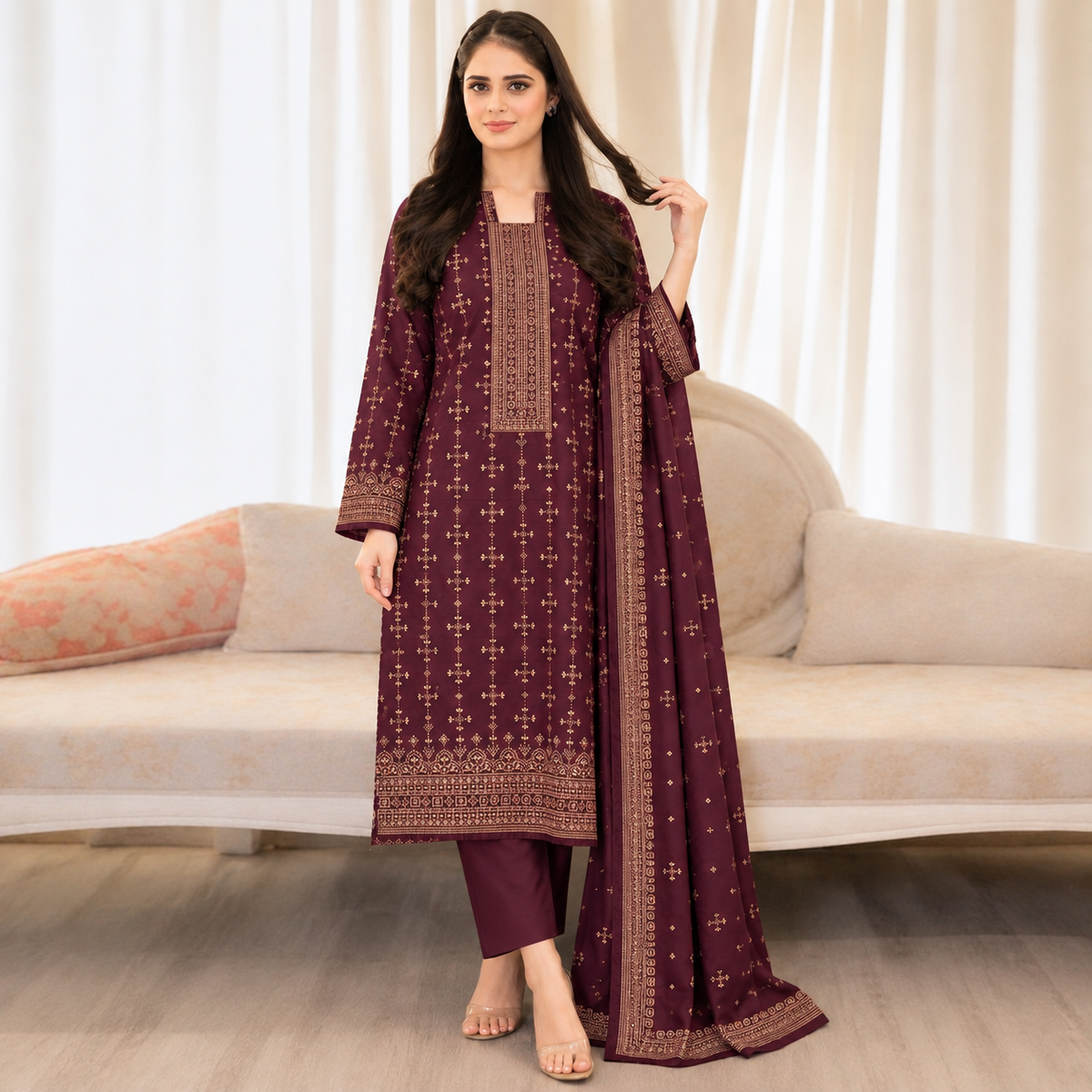 GUL-E-JAAN MARINA WOOL PRINTED 3PC