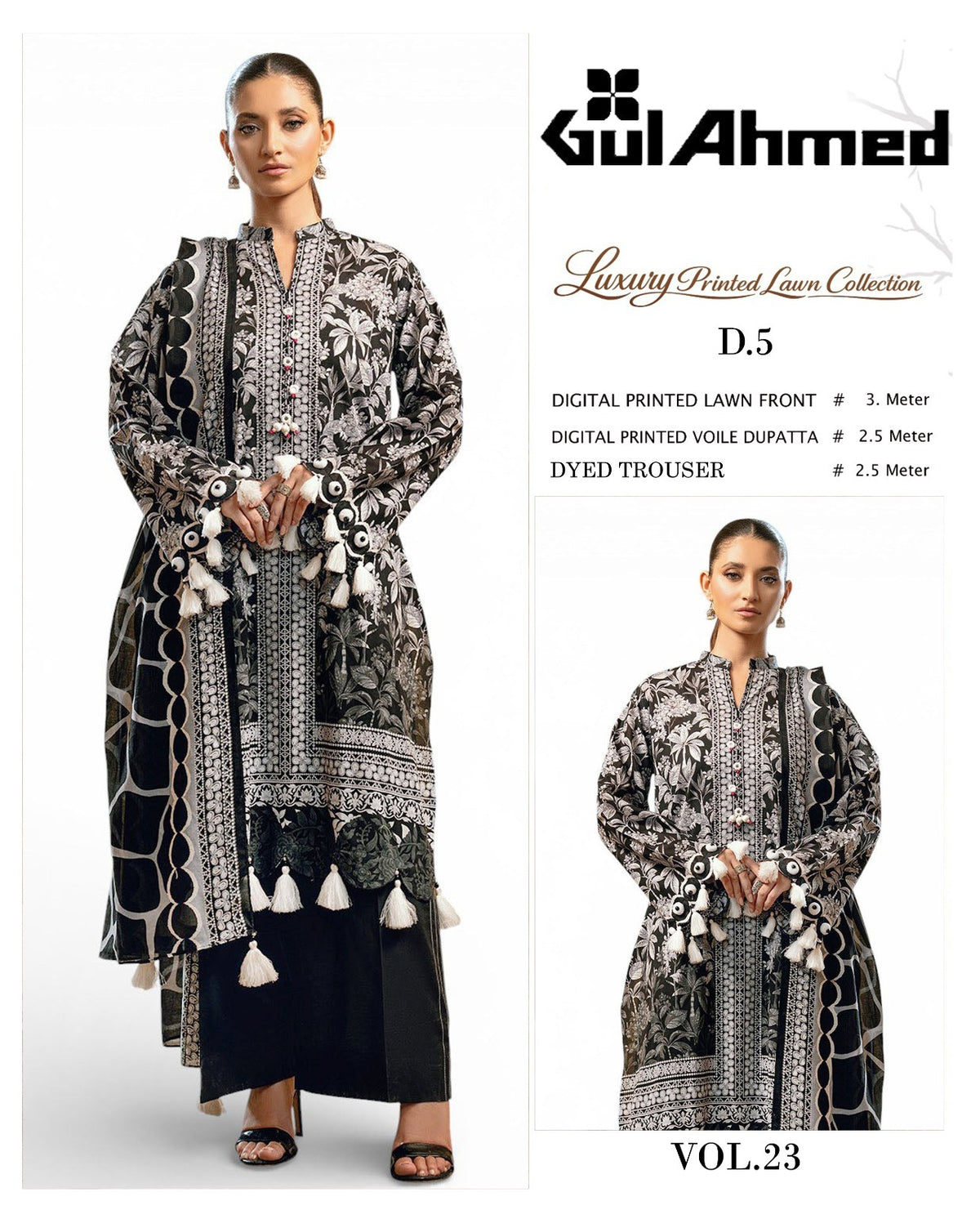Black Series Lawn 3 Piece With Lawn dupatta