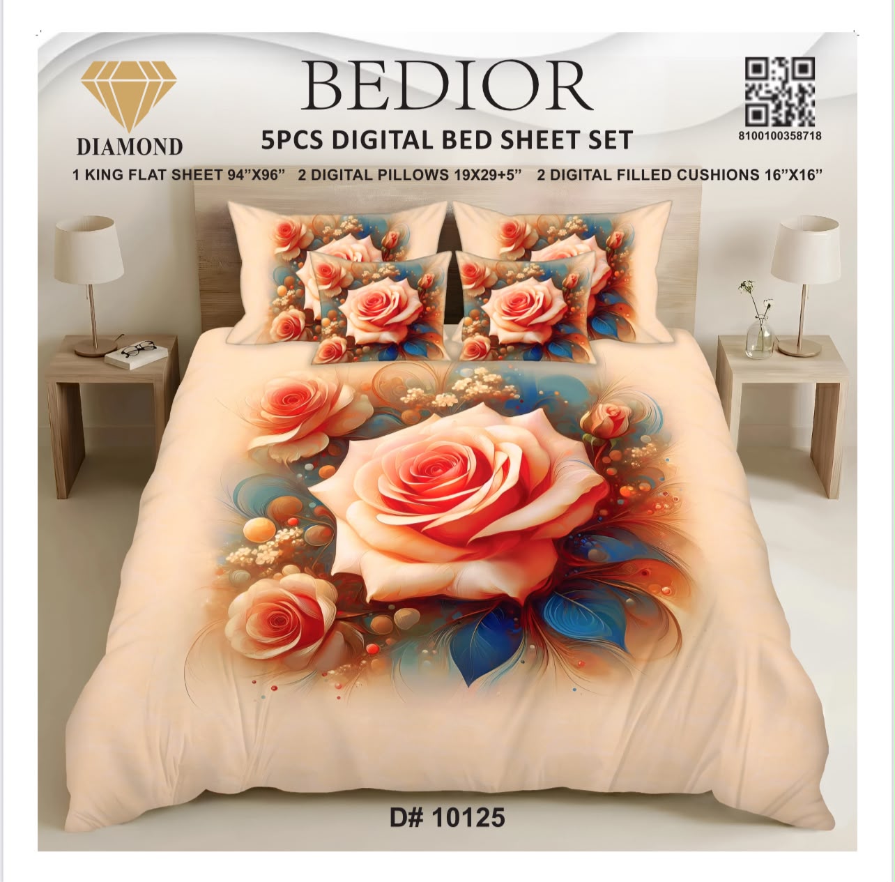 BEDIOR 5PCS DIGITAL BED SHEET SET 10125